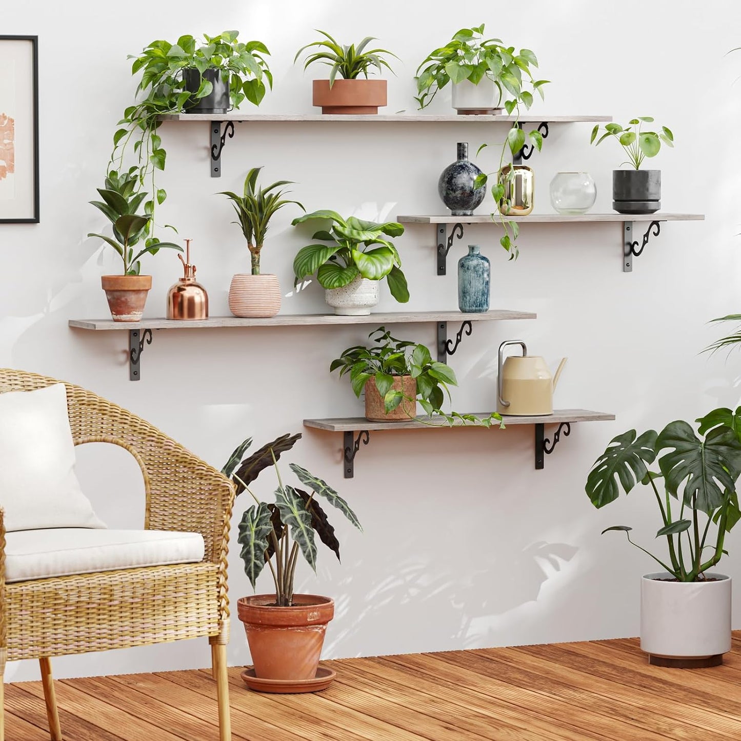 DINZI LVJ Long Wall Shelves, 39.4 Inch Large Floating Shelves Set of 2, Wide Display Shelf Wall Mounted with Brackets, Easy Hanging for Living Room, Toilet, Office, Bedroom, Greige