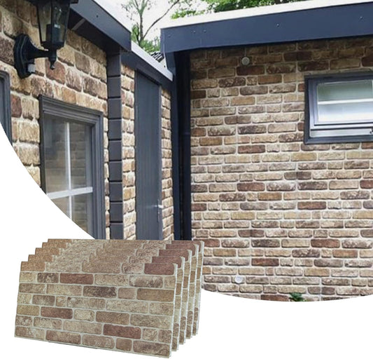 Dundee Deco 3D Wall Panels Faux Brick - Cladding, Light Brown Stone Look Wall Paneling, Styrofoam Facing for Living Room, Kitchen, Bathroom, Balcony, Bedroom, Set of 5, Covers 27 sq ft