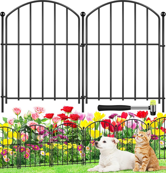 Decorative Garden Fence 17in (H) x15ft (L), Arched Rustproof Metal No Dig Fence for Dogs & Rabbit, Ornamental Animal Barrier for Flower Beds, Border Panels Fencing for Yard & Patio Outdoor Decor