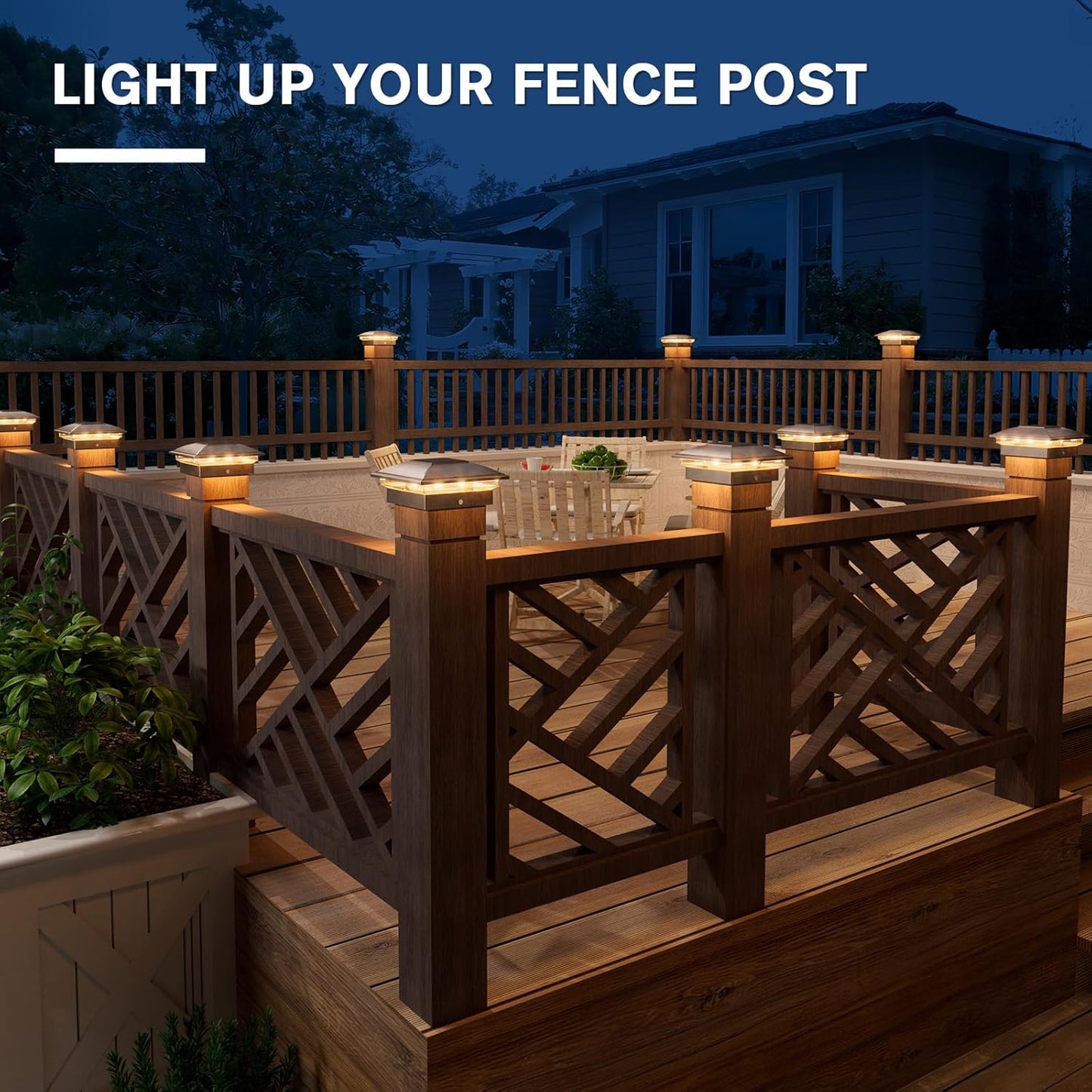 VOLISUN Solar Post Cap Light Outdoor 16pack,Solar Deck Fence - Post Lights Waterproof for 4x4 Wooden/4x4 Vinyl, with Warm White/Cool White for Garden/Patio/Porch