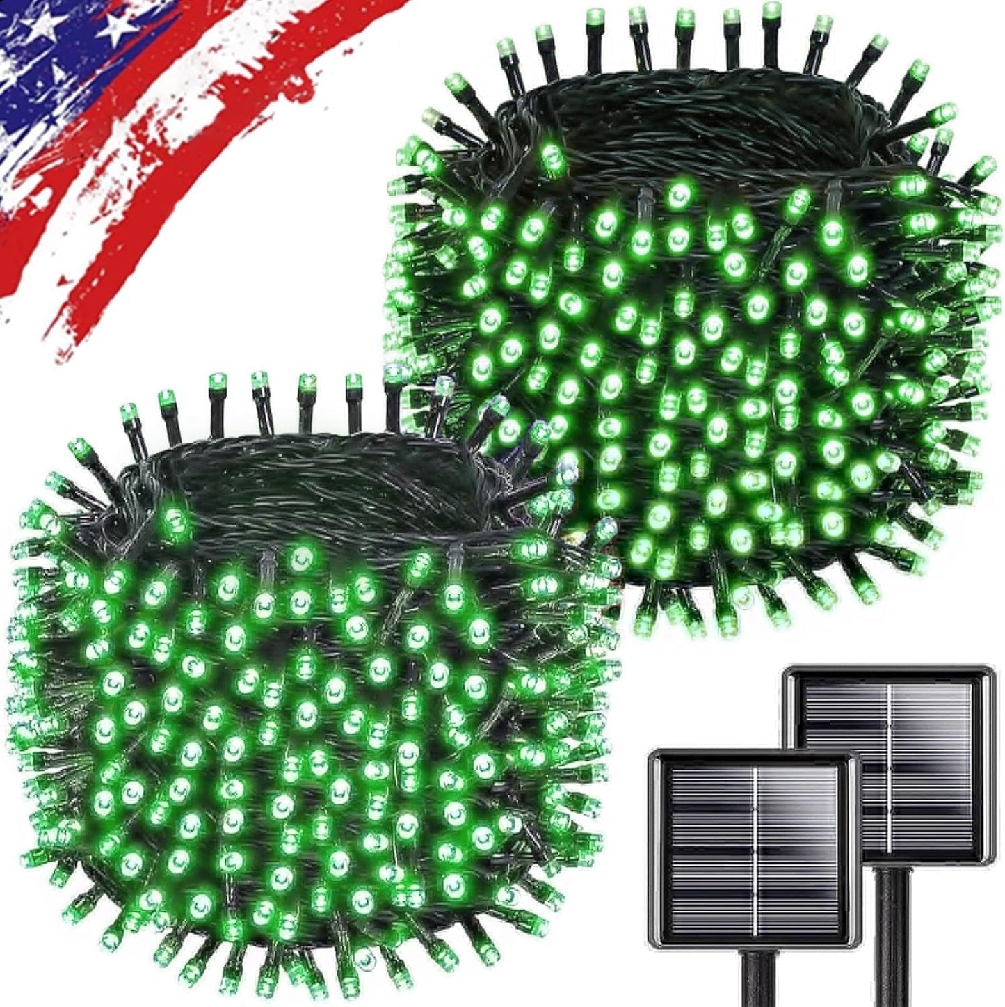 Upgrade Solar String Lights for Outside 2 Pack Total 180FT 500LED String Lights Outdoor with 8 Modes, IP65 Waterproof Outdoor Solar Twinkle Lights, Garden Tree Party Christmas Decorations, Green