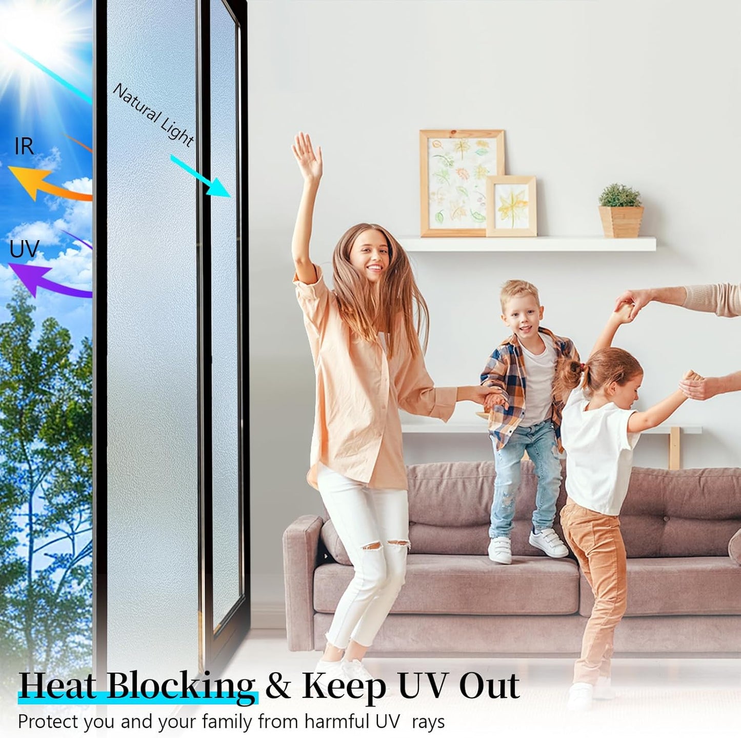 Niviy Frosted Glass Window Privacy Film 41 inch x 315 inch Extra Large Window Film Static Cling Non Adhesive Bathroom Door Decorative Frosting Cover