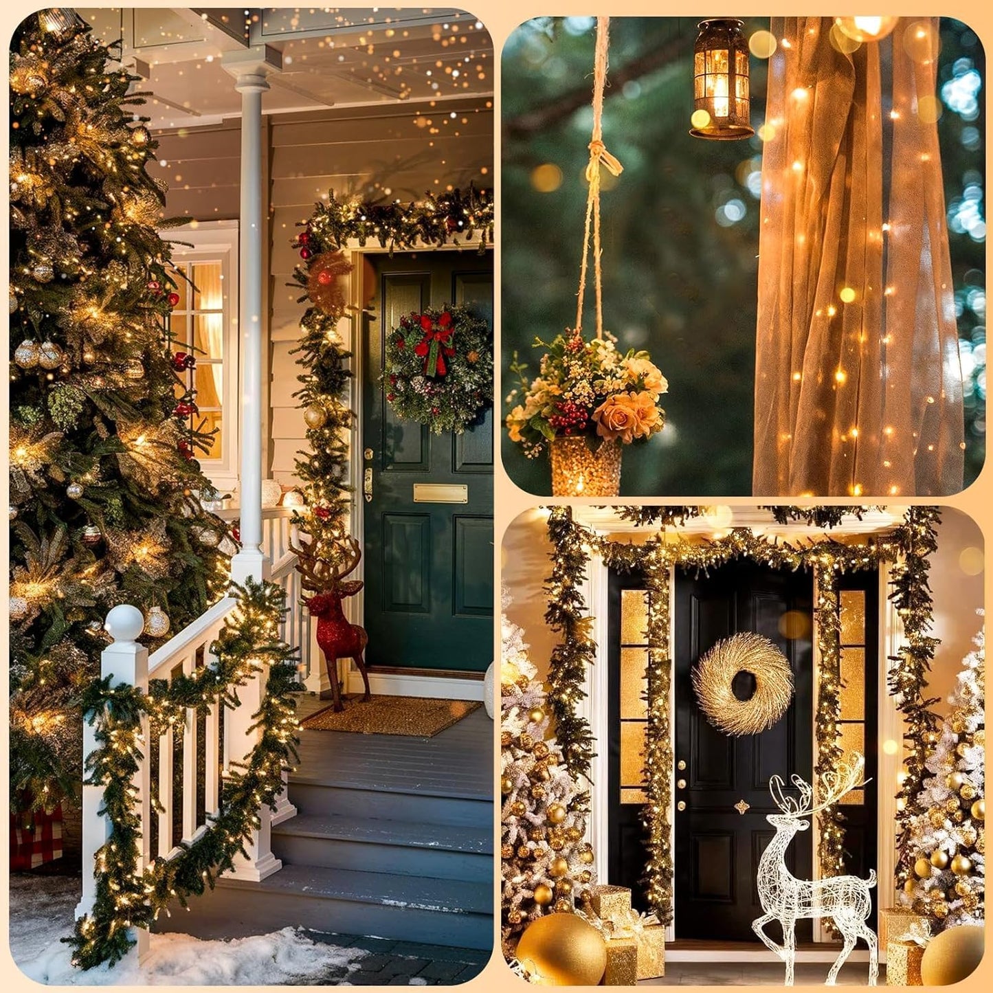 4 Pack 100 LED Fairy Lights Battery Operated with Timer & Remote, 33FT Waterproof Twinkle Lights Indoor Outdoor, Fairy String lights for Bedroom Classroom DIY Wedding Christmas Decorations, Warm White