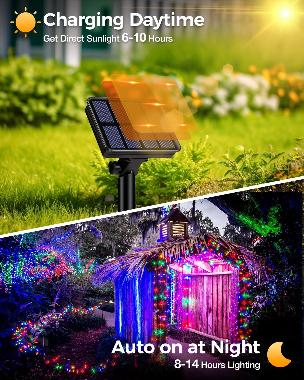 3 Pack Solar Fairy Lights for Outside Waterproof, 49FT/15M 150LED Solar String Lights Outdoor 8 Modes Solar Twinkle Lights for Garden Yard Christmas Tree Wedding Party Decor, Multicolor