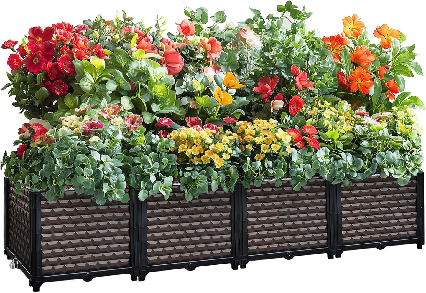 Large Planters for Outdoor Plants 14" Tall Planter Box, Raised Beds for Gardening Self Watering, Elevated Planter Box with Legs, Rectangular Garden Planters for Outdoor Plants Flowers, 62.9"L x 15.7"W