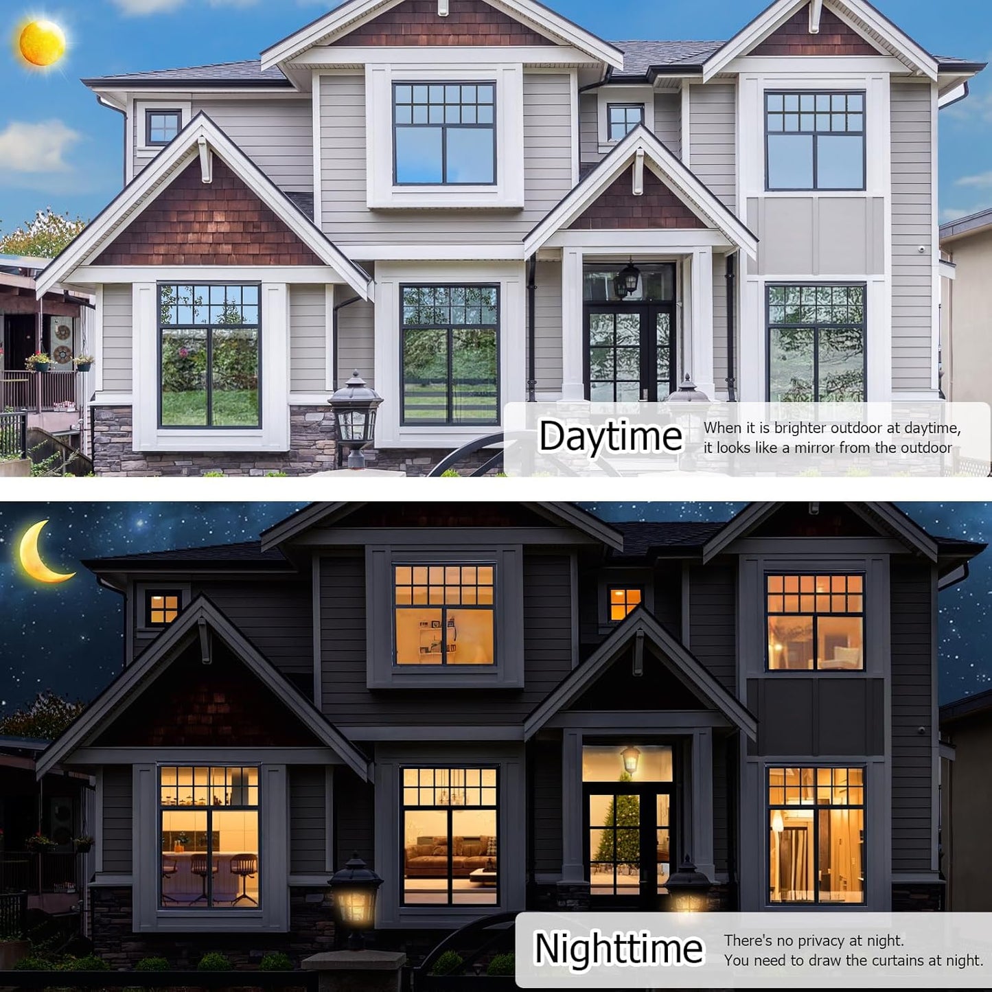 HIDBEA One Way Mirror Window Film ,Daytime Privacy Sun Blocking Reflective Window Film Static Cling Heat Control Window Tinting Film for Home and Office, Blue Silver, 35.4 x 98.4 Inch