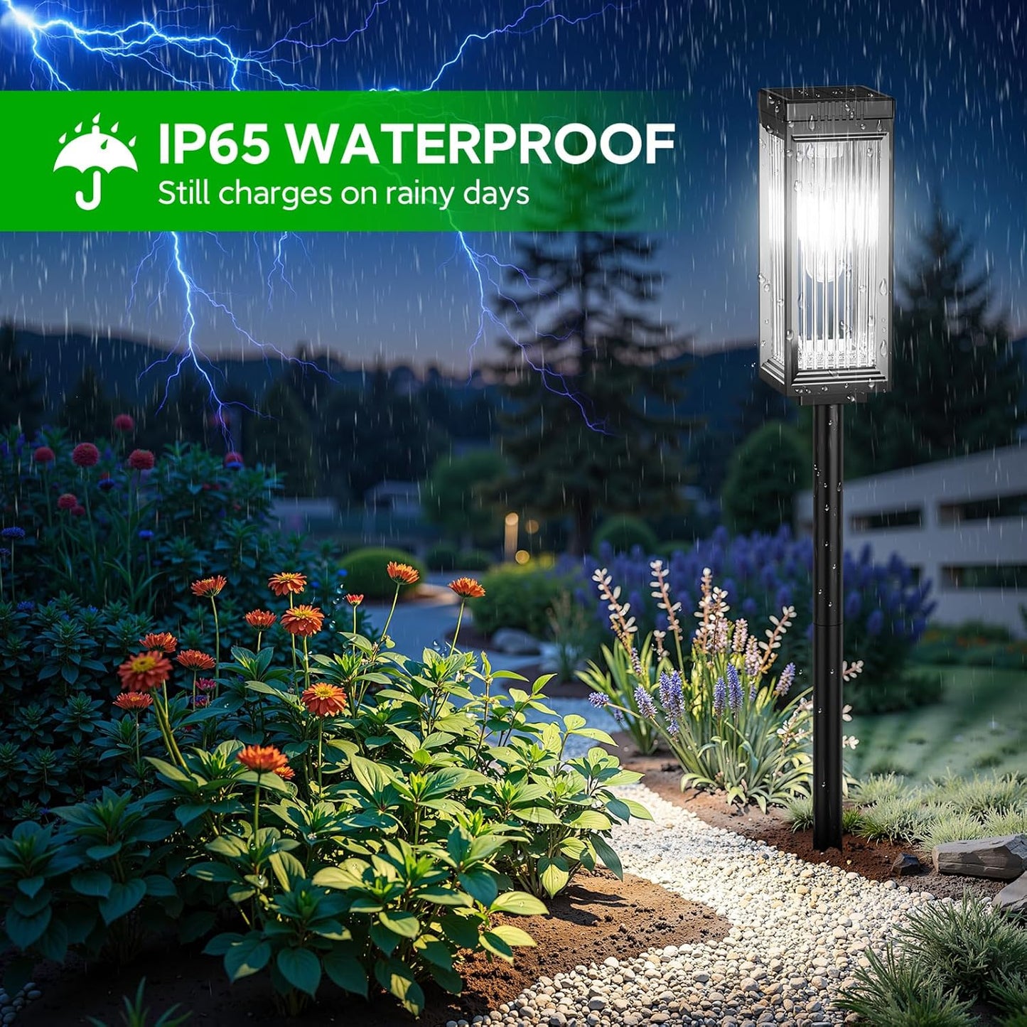 Solar Pathway Lights Outdoor, 4 Pack Upgraded Solar Lights Outdoor Waterproof, Bright Up to 15 Hrs Auto On/Off Garden Light for Yard Patio Lawn Path Walkway Driveway Outside Decor(Cool White)