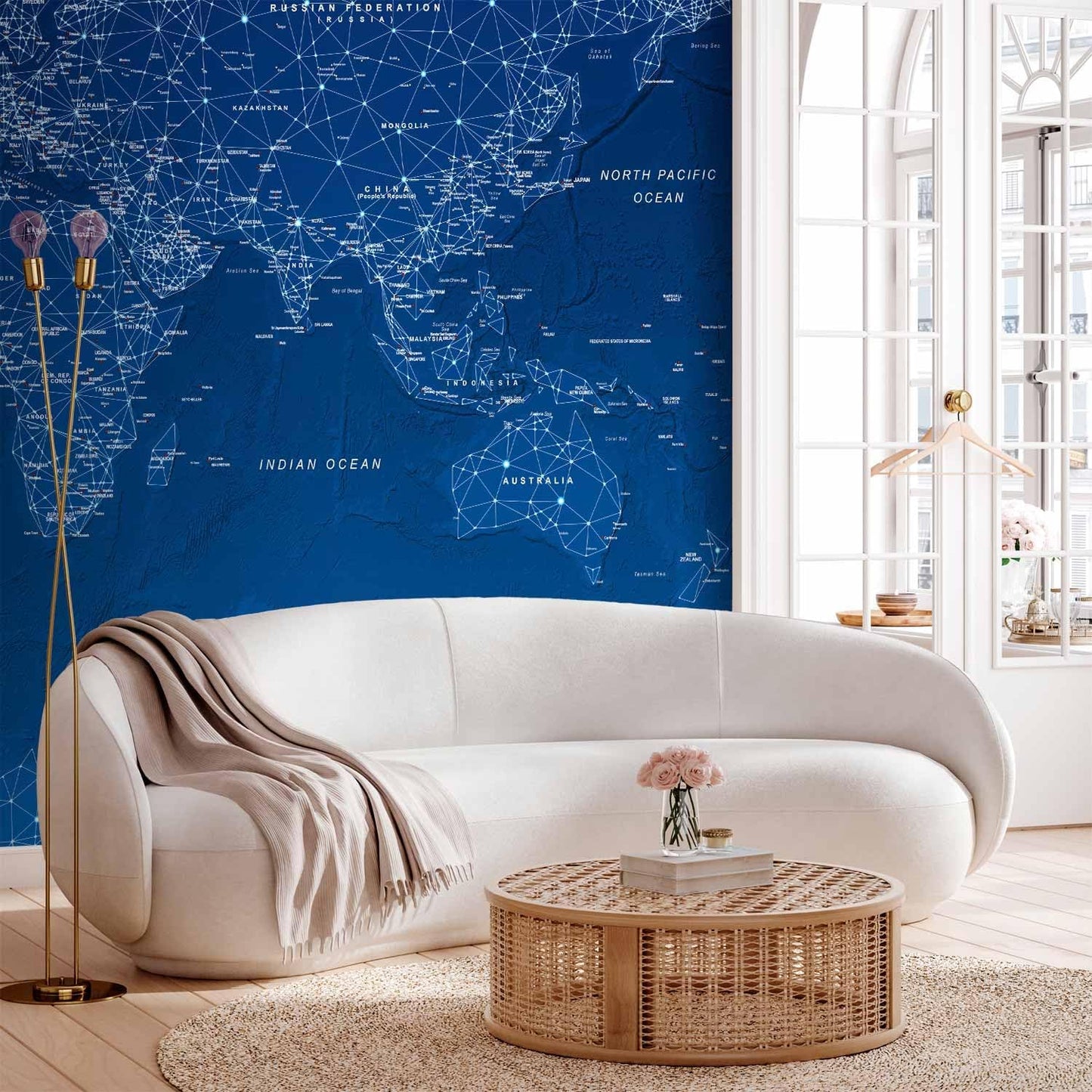 artgeist Premium Wall Mural World Map 177x124 in - XXL Non-Woven Wallpaper Fleece Wall Decor Photo Print Picture Image Design Home Map of The World k-A-0125-a-a
