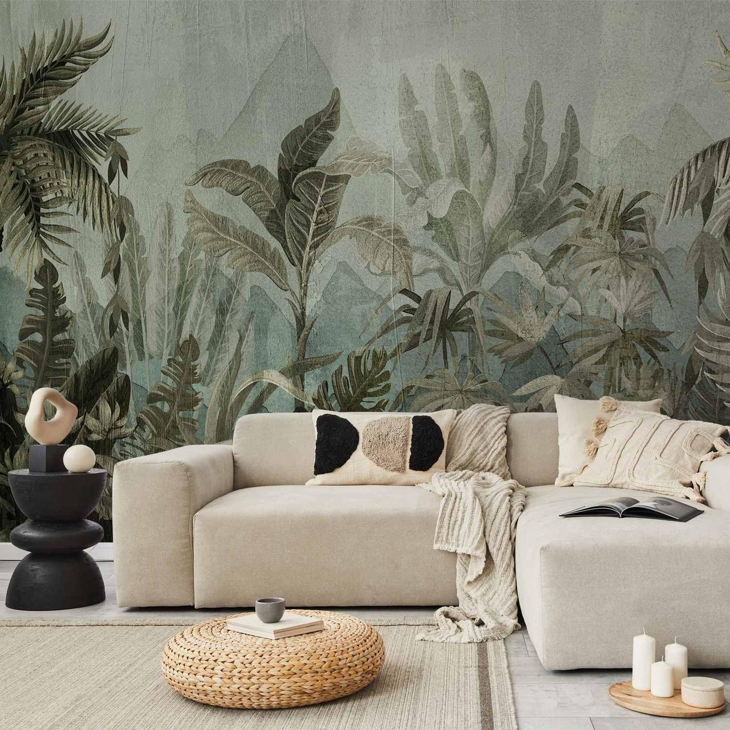 artgeist Wall Mural Leaves 193x138 in - XXL Peel and Stick Self-Adhesive Wallpaper Removable Large Sticker Foil Wall Decor Print Picture Design Nature Botanical Plants Palm Abstract b-C-0854-a-a