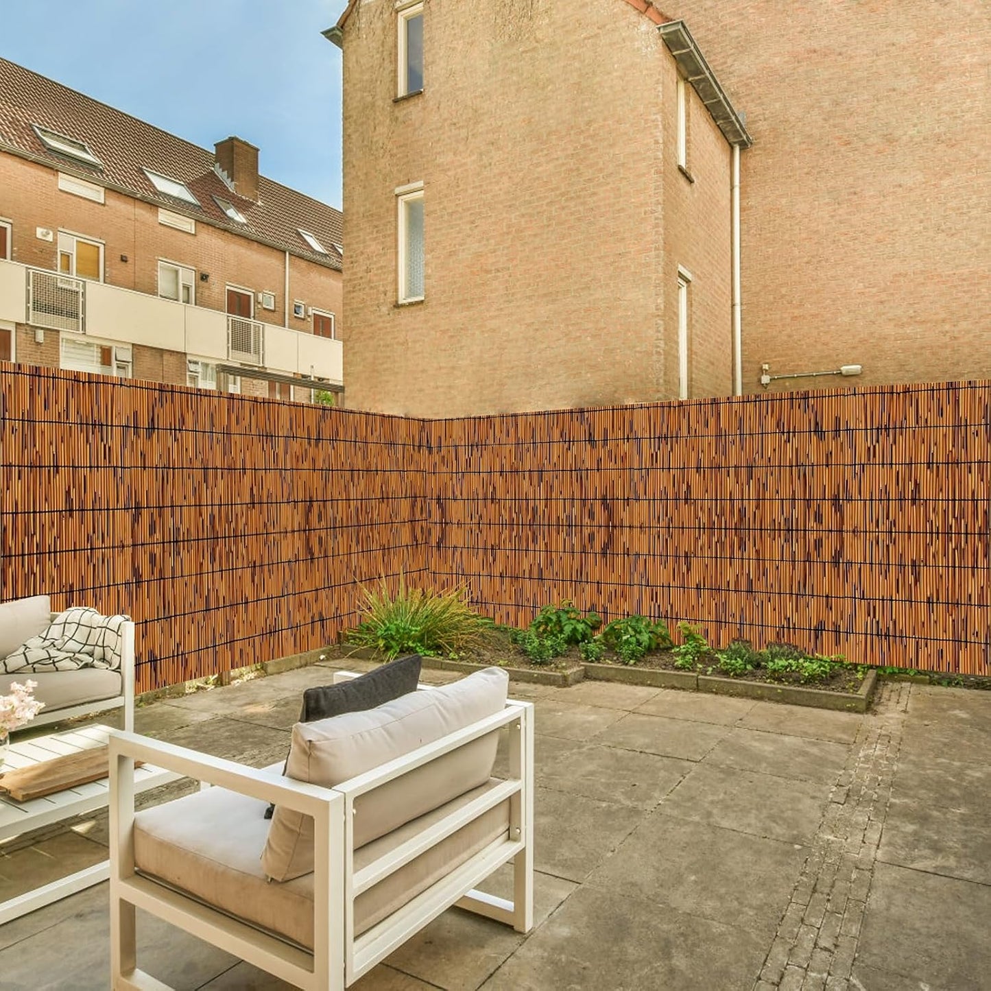 Reed Fencing Rolls, Decorative Bamboo Fencing 4ft High Roll Reed Screen, Bamboo Curtains for Balcony Patio Garden Backyard Outdoor (Light Russet)