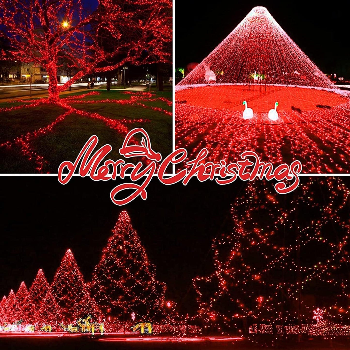 300LIGHTS(2*150L) RED Extra-Bright with End Connectors Christmas Decorative Lights 19.44m UL Certified Mini String Light Set Waterproof for Home Garden Holiday Tree Party Patio Decor Wedding