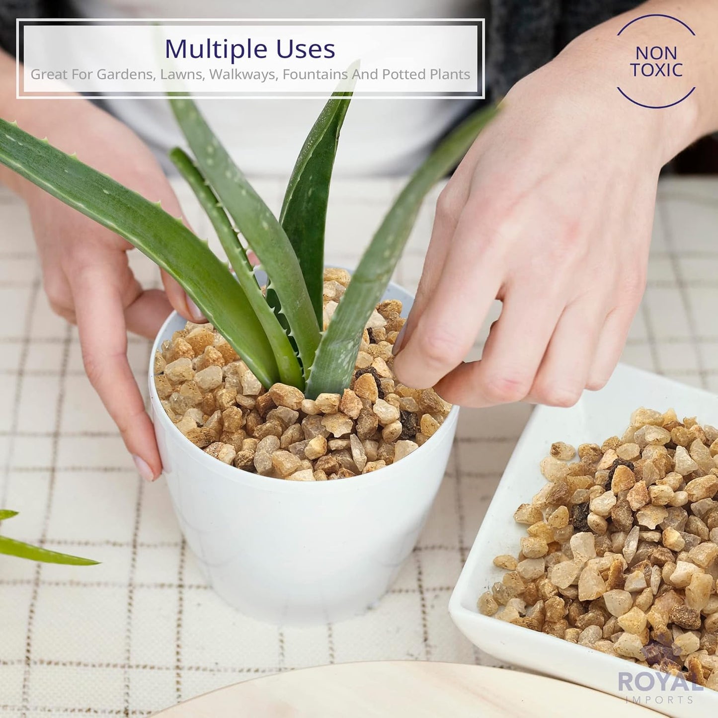 Royal Imports 5LBS River Pebbles Decorative Ornamental Rocks, Garden Landscaping Stones, Gravel Filler for Plants, Vases, Succulents, Home Decor, Aquariums, Crafting, Animal Habitat - Mini Natural