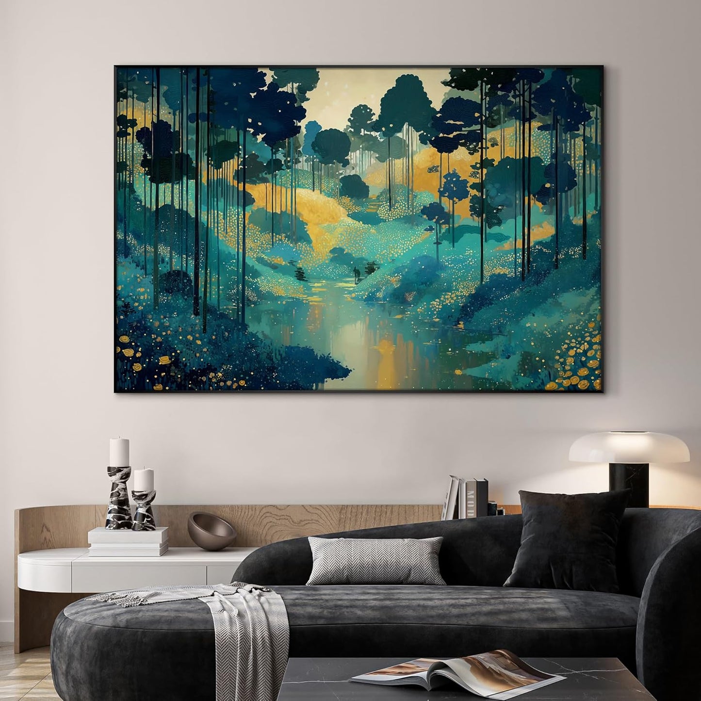 SIGNWIN 46"x72" Extra Large Framed Wall Art Whimsical Fantasy Forest, Vibrant Nature Landscape for Home Living Room Bedroom Decor (Frame Assembly Required)
