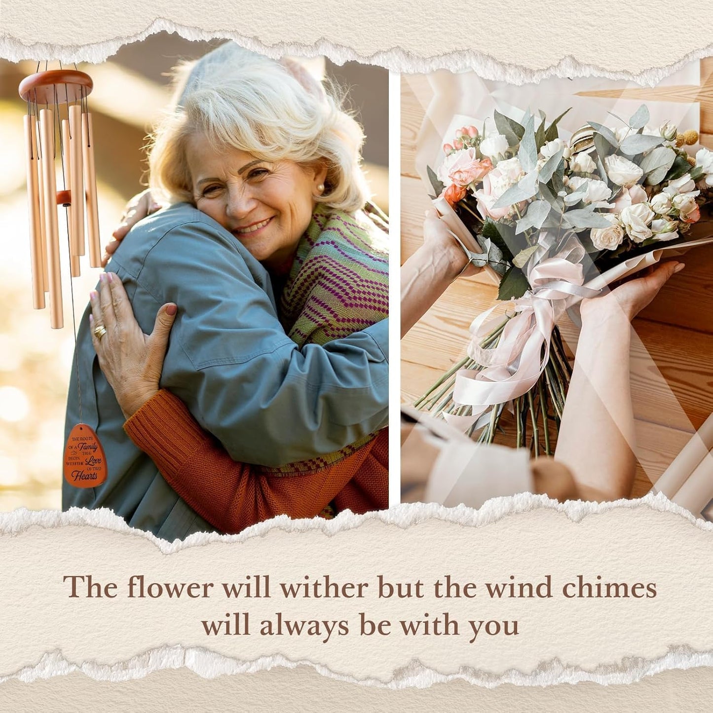 50th Wedding Anniversary Wind Chime, Happy 50th Anniversary Romantic Gifts for Couple, Parents, Wife, Husband, Friends, Golden Anniversary's Keepsake Gifts Ideas-Large 36''