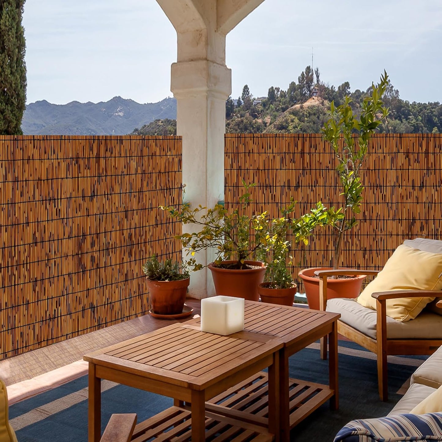 Natural Reed Fencing 6FT X 13FT Reed Fence 6FT High Balcony Reed Fence Privacy Reed Screen for Outdoor Backyard Patio(Brown)