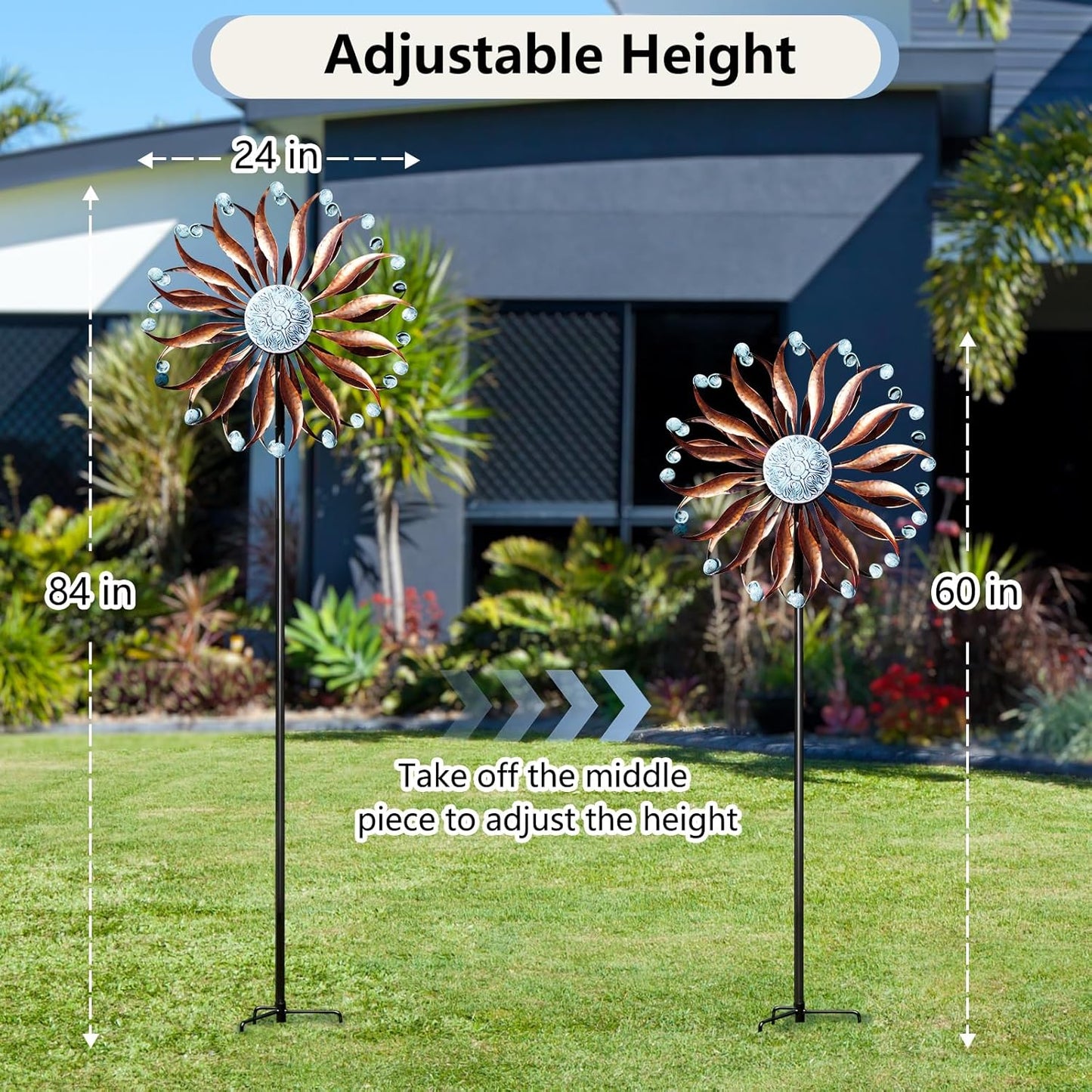 Wind Spinners Outdoor Metal Large with Stake- 84'' Wind Spinners for Yard and Garden - Windmill for Yard - Ideal Gift Metal Yard Art for Family, Friends, Garden Lovers (Willow Leaf)
