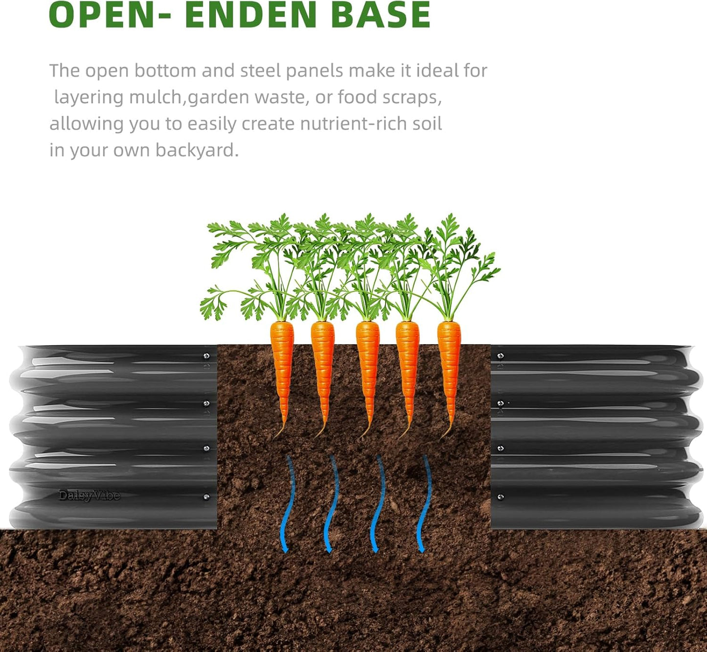 DaisyVibe Raised Garden Bed Kit, Planter Raised Garden Boxes Outdoor, Oval Large Metal Raised Garden Beds for Vegetables Flowers (Grey, 6.5ftx2ftx1ft)