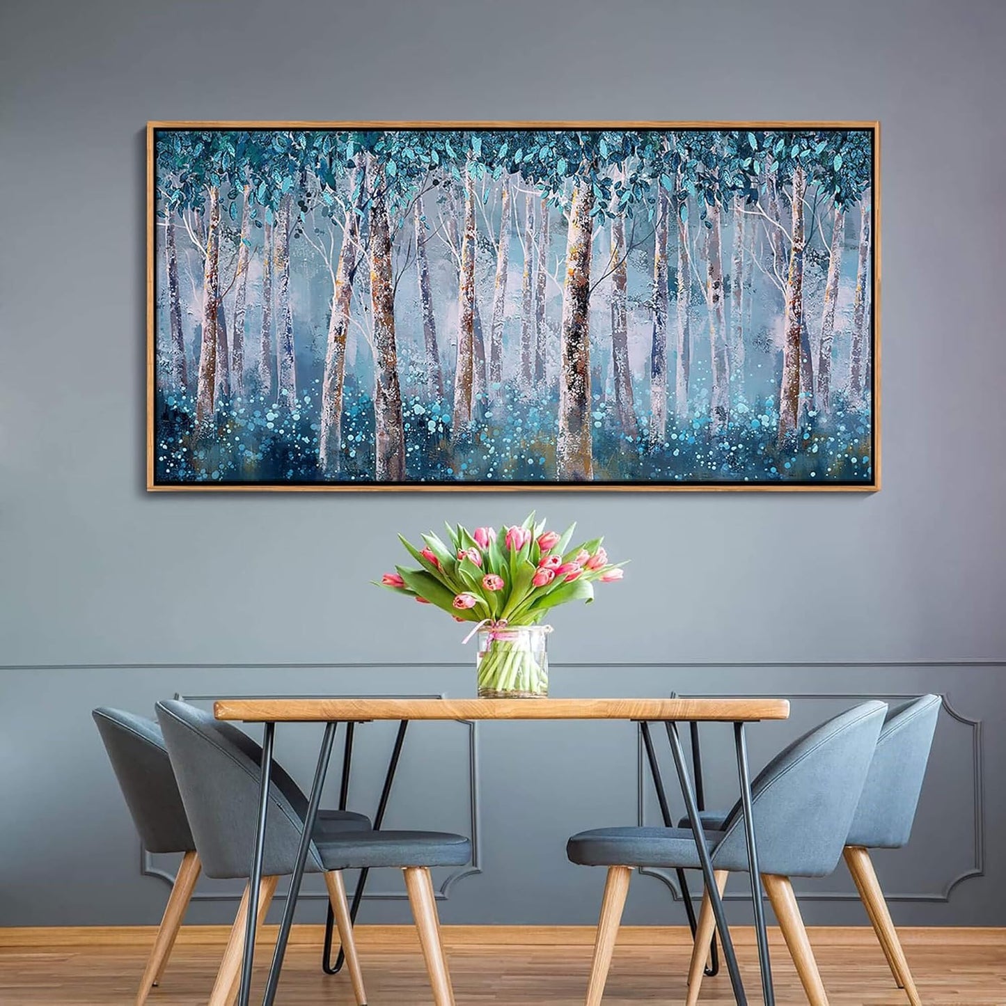 DINGDONG ART Modern Large Forest Canvas Wall Art for Bedroom | Landscape Wall Art for Living Room & Bathroom | Home Wall Decor 24x48 Inches Framed