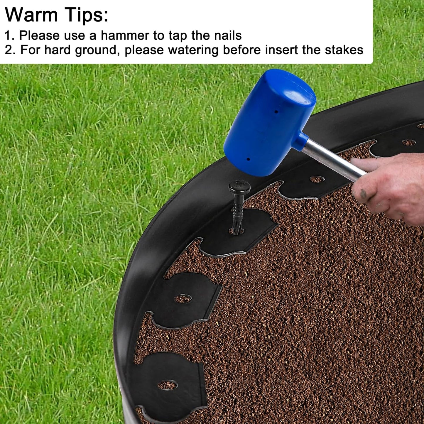 JERIA 2 Inch Tall 100 FT Garden Edging Kit with 120pcs Spikes, Plastic Edging for Landscaping