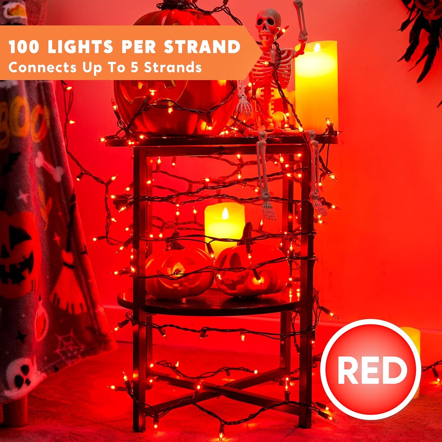 Joiedomi Red Christmas Lights Outdoor,42.8FT Christmas Tree Lights Outside,200(2x100) Count String Lights,Green Wire Xmas Lights for Decorations Indoor Holiday Theme Party Yard House