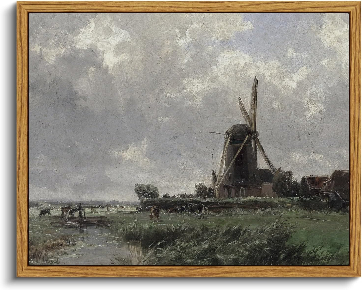 VIYYIEA Framed Canvas Wall Art Home Decor French Country Field Wall Decor Nature Wilderness Windmill Art Landscape Wall Pictures Artwork Room Decor for Bathroom Living Room Bedroom Office 8x10in