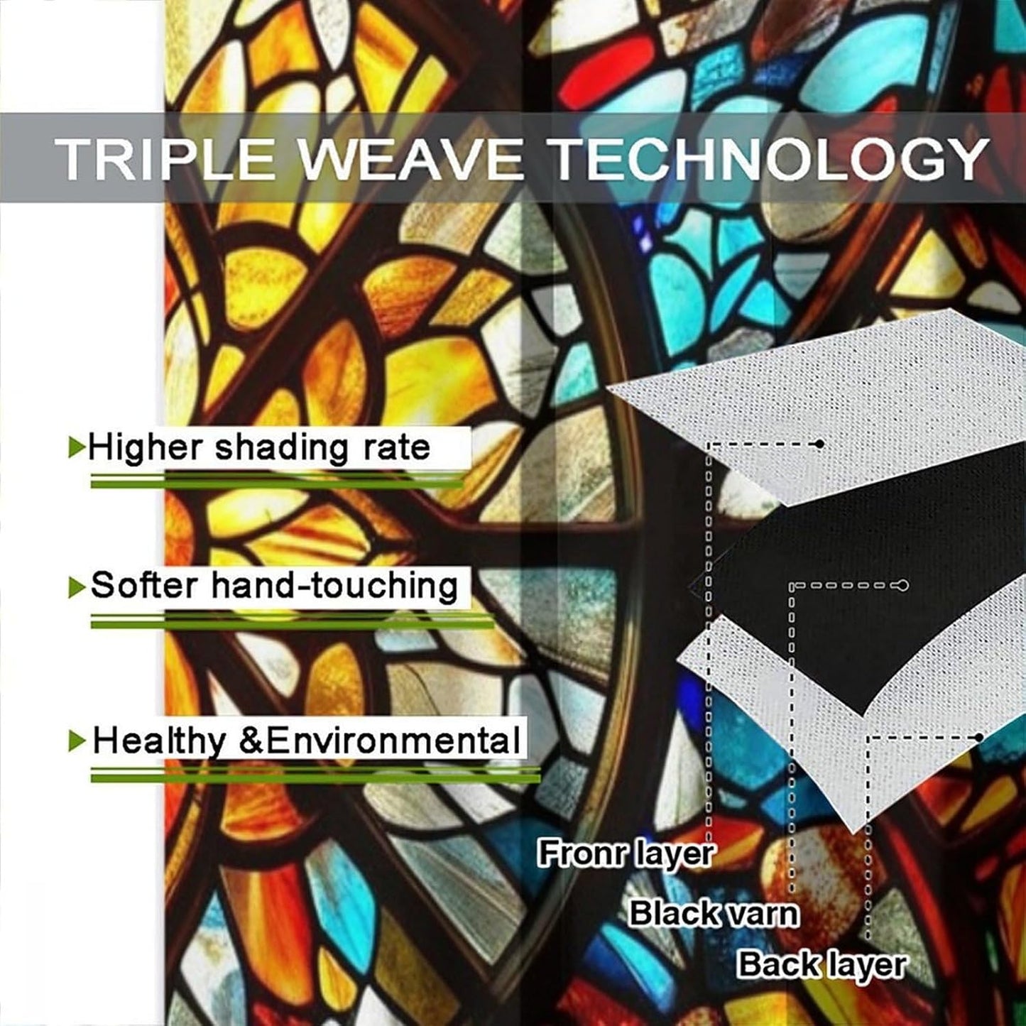 Stained Glass Curtains,Retro Mid Century Abstract Colorful Geometric Prints Home Decor Drapes for Bedroom Living Room Kitchen Window Treatment 2 Panels Set Total Size 42" W X 45" L Inch