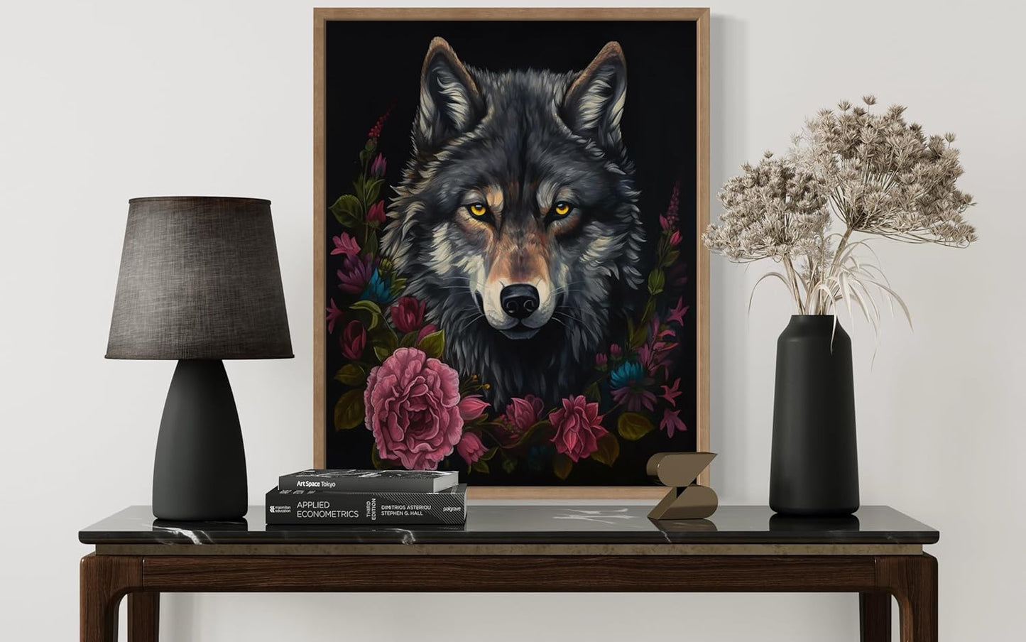 Vintage Wolf Poster Art Print, Halloween Scary Wall Art Academia Spooky Painting Decoration for Horror Prints, Gothic Posters Bedroom Decor 89 (Vintage Wolf, 16 x 20 inches, Wood Frame)