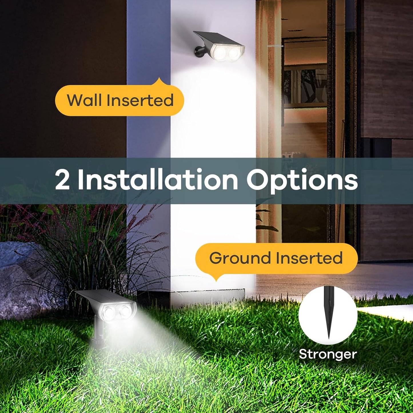 Linkind Solar Lights Outdoor Waterproof IP67, StarRay Dusk-to-Dawn Outdoor Solar Lights, 3 Lighting Modes Solar Spot Lights Outdoor for Garden, Yard, Landscape (Daylight, 6 Pack)