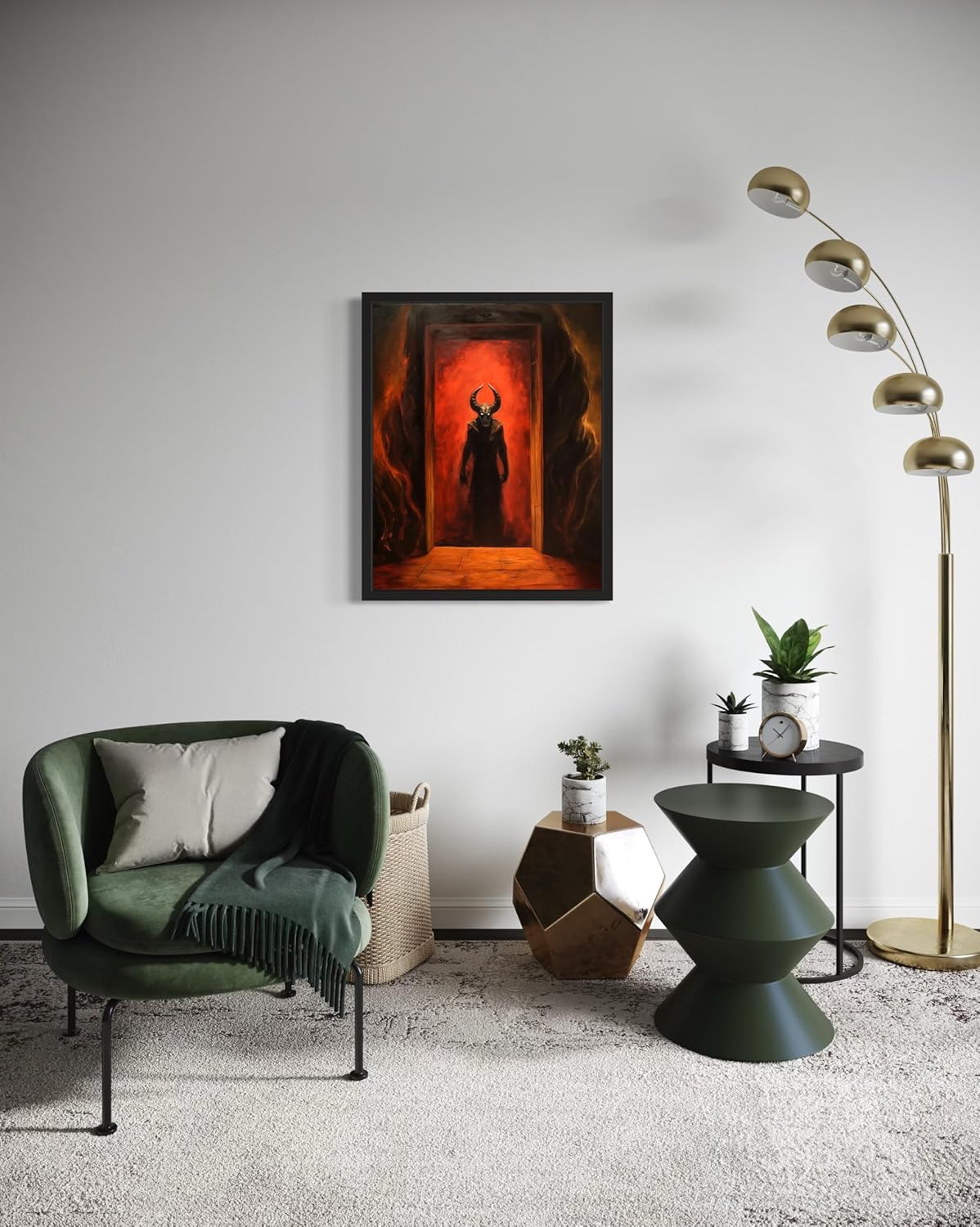 Satan and Hell Poster Art Print, Halloween Scary Vintage Wall Art Academia Spooky Painting Decoration for Horror Prints, Gothic Posters Bedroom Decor 89 (Satan and Hell, 8 x 10 inches, Unframed)