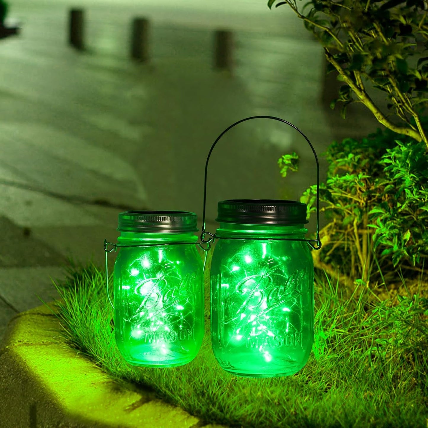 ZNYCYE Solar Mason Jar Lights, 12 Pack 30 LED Fairy Firefly Mason Jar Lids Outdoor Waterproof String Lights with Hangers(NO Jars) for Regular Mouth Jars Patio Garden Yard Wedding Decoration - Green
