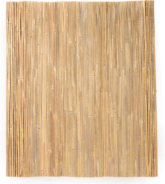 Mininfa Natural Bamboo Slat Screening, Eco-Friendly Privacy Slat Fence, Bamboo Screen Panel Roll for Balcony or as Wind and Sight Protection (1.8m x 4m)