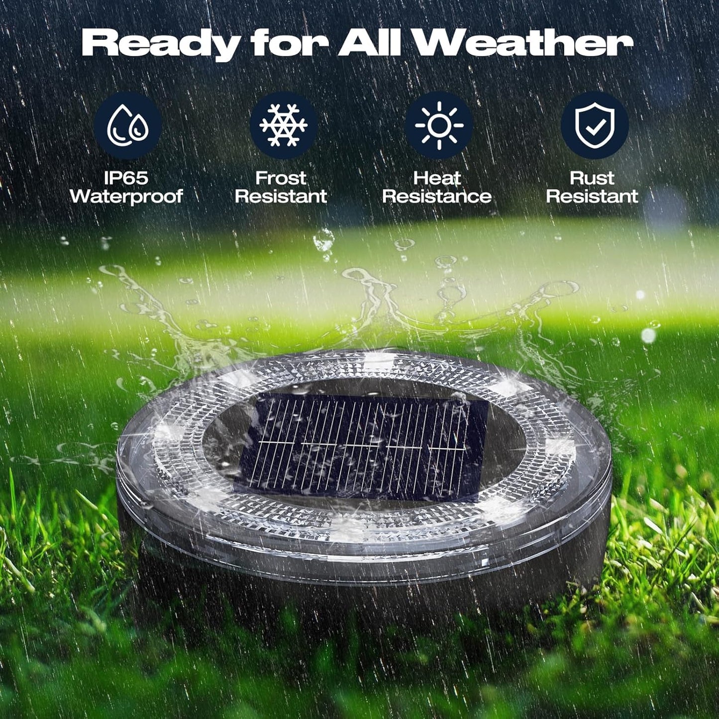 Mini Outdoor Solar Lights，4 Pqck Solar Garden Lights for Outside IP65 Waterproof, 8 LED Disc Landscape Lighting for Garden Yard Driveway Walkway Poolside Deck Lawn Patio,Cold White