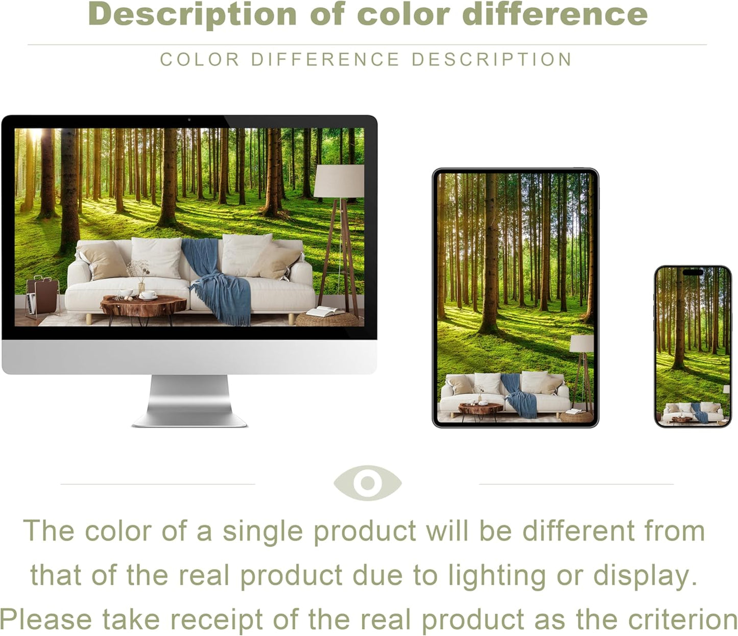 Sunshine Green Forest Woodland Wallpaper Wall Mural for Bedroom Living Room (Not Peel n' Stick)