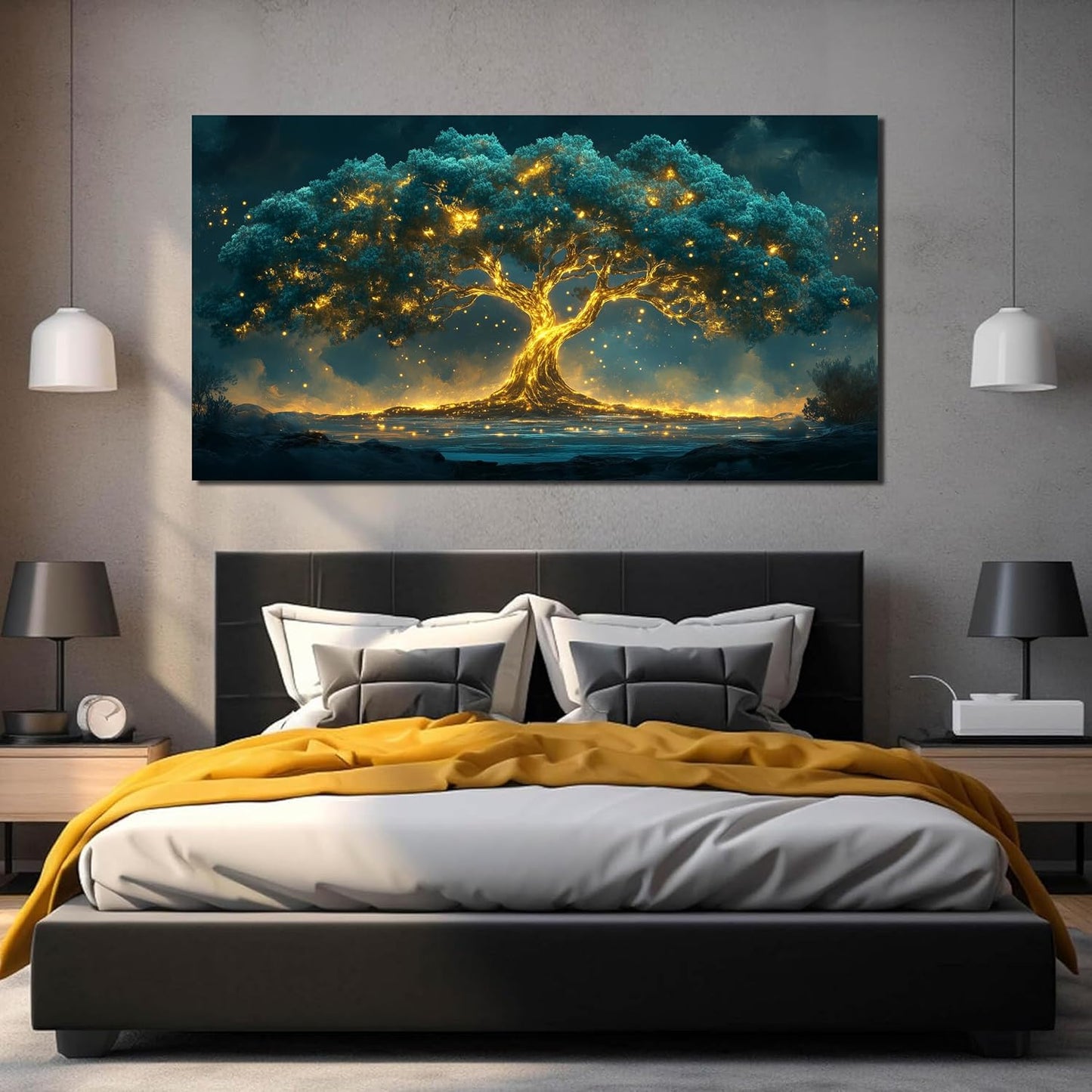 Canvas Wall Art Decor Artwork for Walls Green Wall Art Decor Large Tree of Life Wall Art for Living Room Wall Art Paintings Prints Gold Tree Wall Decor Art Art Work for Home Office Wall Decor 29"X58"