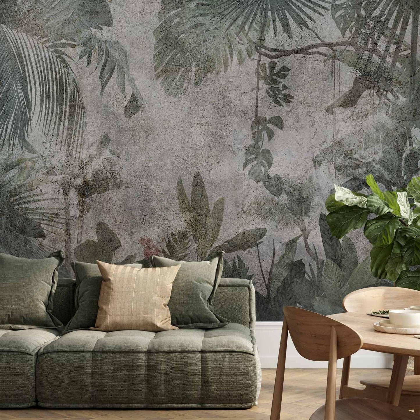artgeist Wall Mural Tropical Leaves 98x69 in - XXL Non-Woven Wallpaper Fleece Wall Decor Photo Print Picture Image Design Landscape Jungle Nature Monstera Palm Leaves b-C-0821-a-a