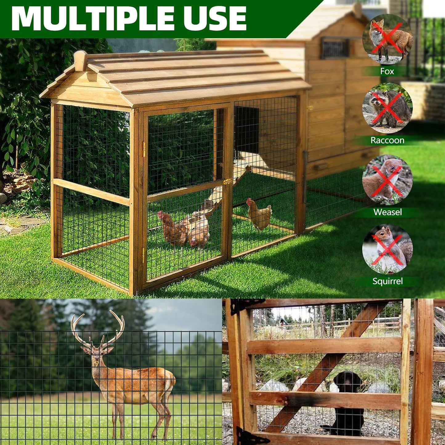 Welded Wire Fence, 50ft(L) x 48inch(H) Garden Fence for Dog, 2 Inch x 3 Inch 16GA Fencing for Chicken, PVC Coated Anti-Rust Roll Metal Wire Mesh Fence for Yard Vegetable, Green