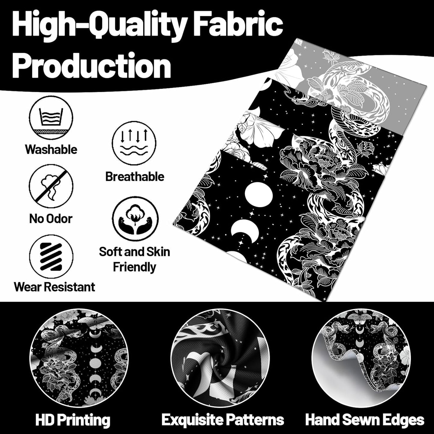 dueeia Moon Phase Witchy Tapestry Wall Hanging Snake Witch Occult Black and White Dark Tapestries for Bedroom Aesthetic Living Room Wall Decor (90.6"x70.9")