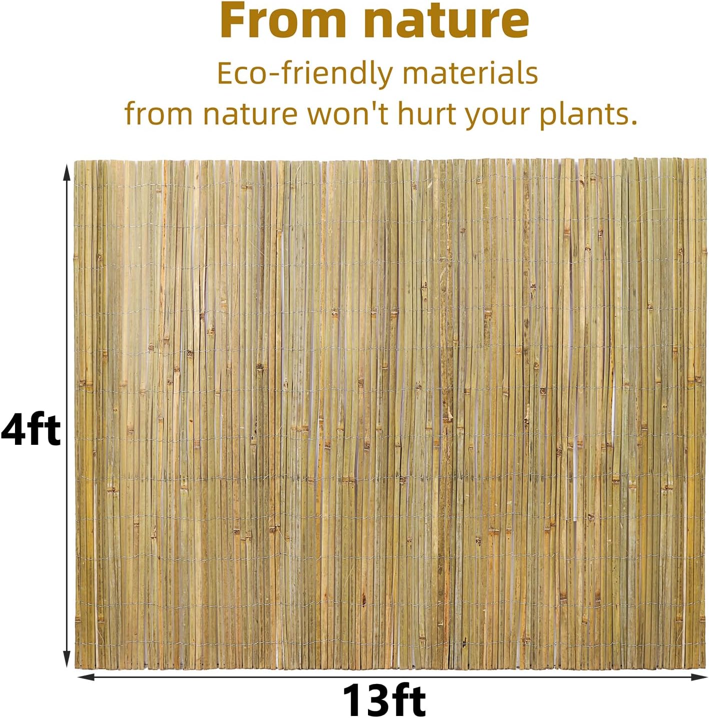 Natural Bamboo Slat Screening,4FT x 13FT Bamboo Fence Panel for Garden Privacy Fence Screen for Indoor or Outdoor(1.2m*4m Approx)