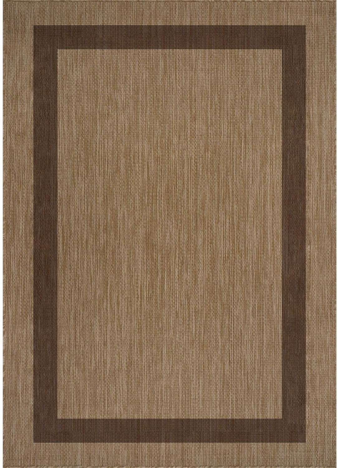 CAMILSON Outdoor Rug 6x9 - Modern Outside Rugs for Patios Porches Waterproof Durable Washable Non-Shedding, Easy-to-Clean Indoor Outdoor Area Carpet (6 x 9, Bordered - Jute)