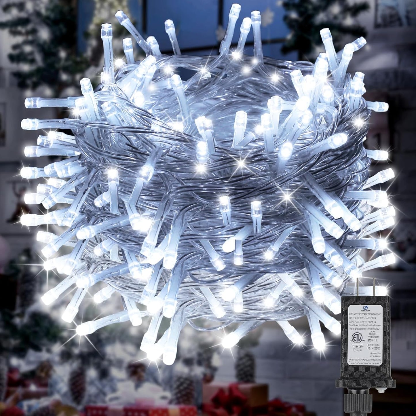 98.5FT 300 LED Christmas Lights Plug in,Cool White Waterproof Fairy Lights with Timer/8 Modes, Christmas Tree Lights Lighting Outdoor Indoor Garden Party Wedding Christmas Tree Decoration