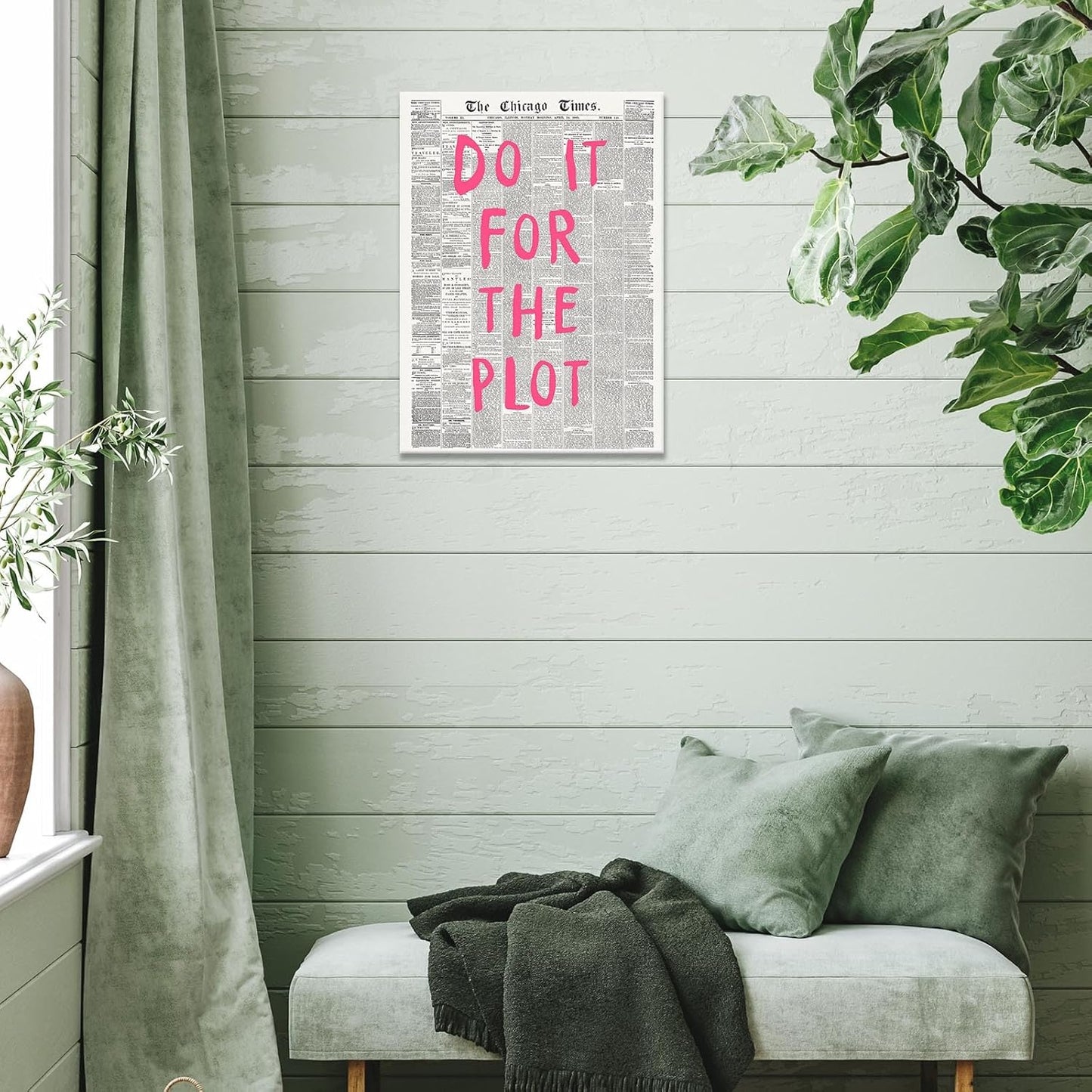 Liyark Retro Black And White Chicago Newspaper Poster Pink Trendy Preppy Apartment Art Motivational Affirmation Do It For The Plot Prints For Home Bedroom Living Room Wall Decor 16x24in Framed