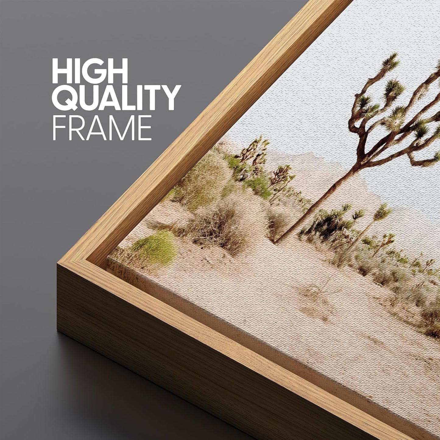 MUDECOR Large Framed Canvas Print Wall Art Desert Solitude Joshua Tree Landscape Antique Retro Fine Art Illustrations Decorative Colorful for Bedroom - 60"x20"