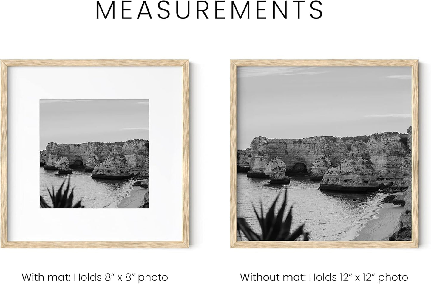 Haus and Hues Solid Oak 12”x12” Picture Frame Matted to 8”x8” - 12x12 Wood Frame, 12x12 Frame with Mat, 12x12 Frame Wood, 12 by 12 Square Frame with Mat, Modern 12 x 12 Picture Frame (Beige Oak Frame)