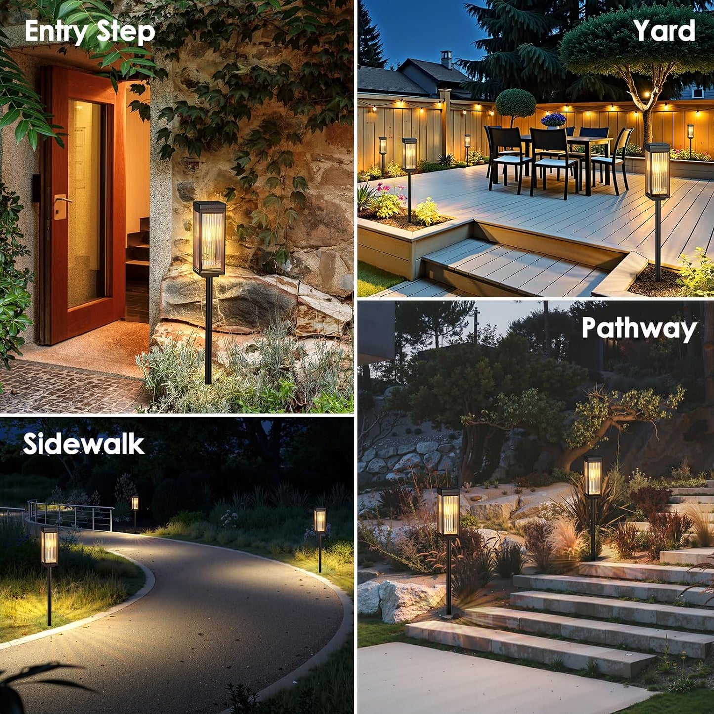 Solar Pathway Lights Outdoor, 2 Pack Upgraded Solar Lights Outdoor Waterproof, Bright Up to 15 Hrs Auto On/Off Garden Light for Yard Patio Lawn Path Walkway Driveway Outside Decor