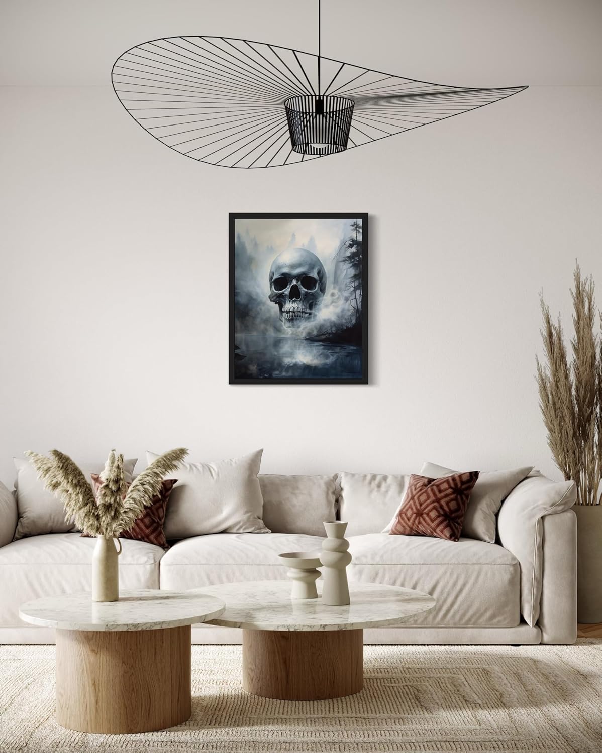 Foggy Skull Poster Art Print, Halloween Scary Vintage Wall Art Academia Spooky Painting Decoration for Horror Prints, Gothic Posters Bedroom Decor 89 (Foggy Skull, 16 x 20 inches, Unframed)