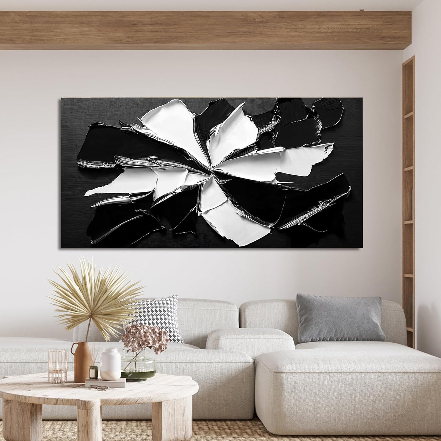 Abstract Wall Art Decorations Modern Large Wall Art for Living Room Abstract Canvas Art Wall Decor Oversized Black and White Wall Art Prints Flowers Artwork for Walls Office Home Decor 29" X 58"