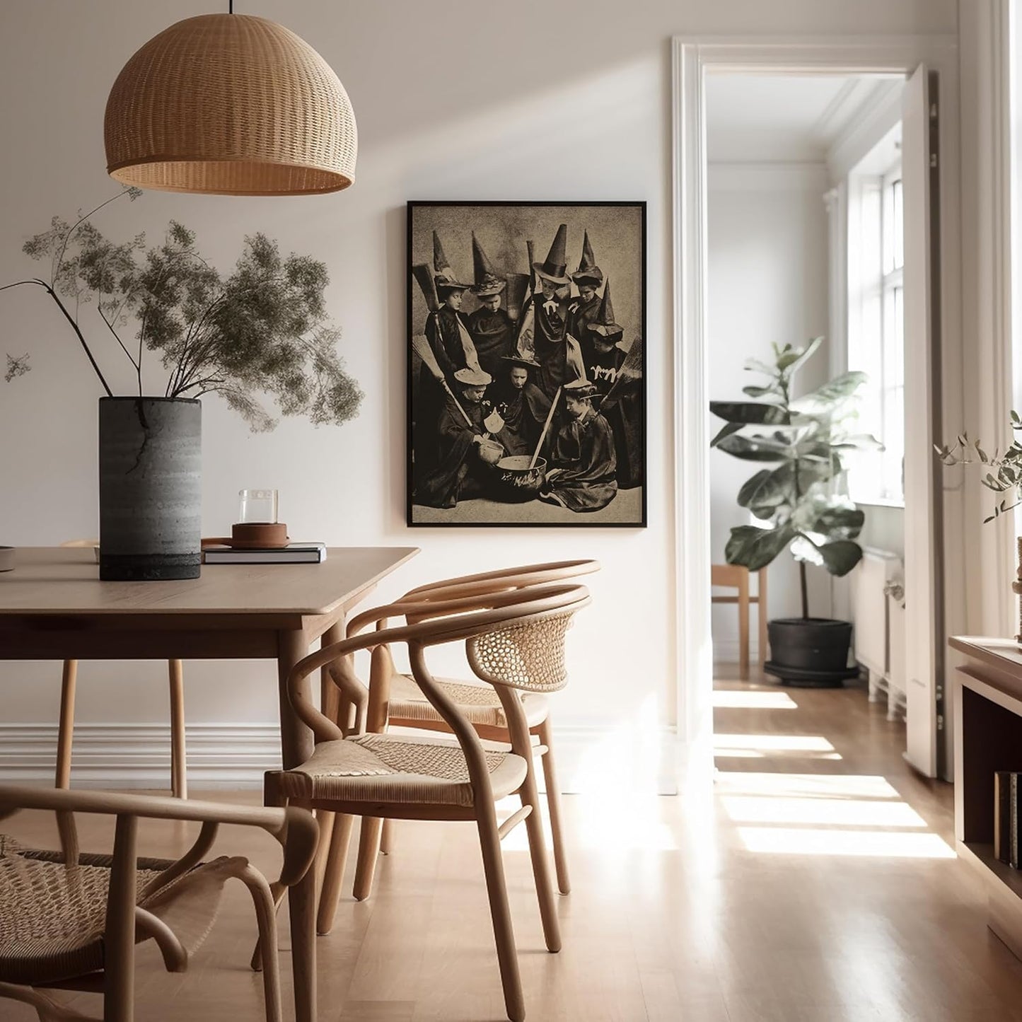 Poster Master Vintage Witches Cooking Poster - Retro Witchcraft Print - Black Magic Art - Halloween Art - Gift for Men & Women - Gothic Decor for Living Room, Bedroom or Dorm - 8x10 UNFRAMED Wall Art