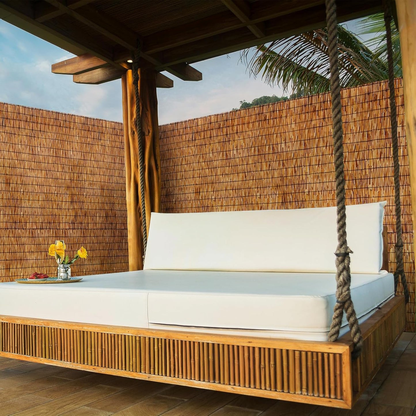 ZNCMRR Natural Bamboo Fencing 6 Feet High Privacy Fence Reed Fencing Rolls Screen Curtains for Balcony Patio Shades Garden Backyard Outdoor （Brown）