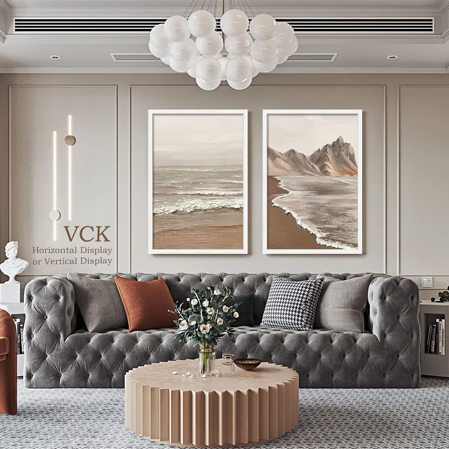 VCK 27x40 Solid Wood Poster Frames Set of 3, Exclusive Woodgrain White Picture Frame, Wall Mounting Hanging