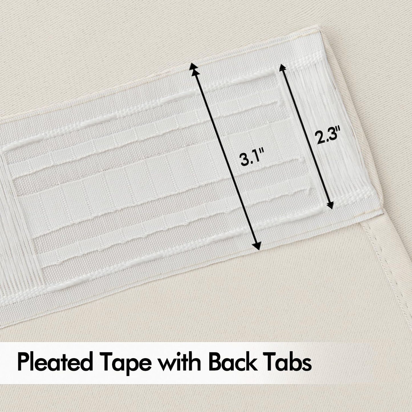 MIULEE Ivory Back Tab Blackout Curtains 108 Inch Long 2 Panels Set for Bedroom, Rod Pocket/Pinch Pleat Extra Long Thermal Insulated Living Room Darkening Pleated Light Blocking Drapes